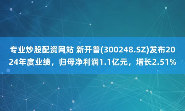 专业炒股配资网站 新开普(300248.SZ)发布2024年度业绩，归母净利润1.1亿元，增长2.51%