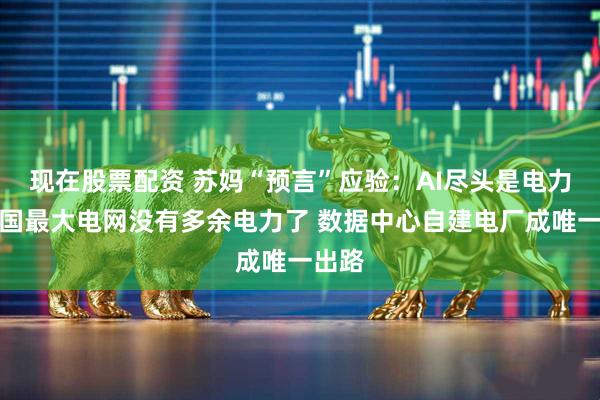 现在股票配资 苏妈“预言”应验：AI尽头是电力！美国最大电网没有多余电力了 数据中心自建电厂成唯一出路